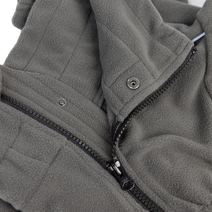 Lovelonglong Warm Dog Coat, Windproof Dog Jacket for Small Medium Large Dogs, 4 Legged Fleece Dog Winter Coat Zippered Closure Dog Outdoor Jacket Drakgray XL