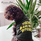 Parisian Pet Dog Shirt – 100% Cotton My Bitches Shirts for Medium Dogs – Black Sleeveless Puppy Clothes – Lightweight and Breathable Boy Dog Clothes – Summer Pet Apparel - Stretchable Tshirts for Dogs