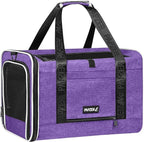 Top Open Medium Pet Carrier Roll Up Flap for Anxious Cat, Soft-Sided Small Pet Travel Crate Vet Friendly, Little Animal Yorkie Kennel Bag Suitcase Luggage Sleeve, 18x11x11 Inch Purple