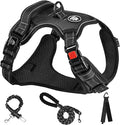 NESTROAD No Pull Dog Harness,Adjustable Oxford Dog Vest Harness with Leash,Reflective No-Choke Pet Harness with Easy Control Soft Handle for Small Dogs(X-Small,Black)