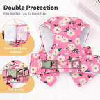BAEJMJK Dog Harness and Leash Set with Bow Knot No Pull Pet Daisy Floral Harness with D-Ring Soft Mesh Dog Harness Vest Set Escape Proof Princess Puppy Harness for Small Girl Dogs Cats（Pink M）