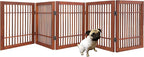 Urnporium Pet Dog Gate Freestanding, Strong Durable Folding Wooden Fence, Portable Acacia Hardwood Safety Barrier for Indoor & Outdoor Use (Brown Pet Gate, 5 Panel 24" Tall)