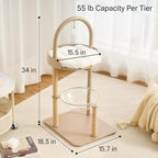 Modern Cat Tree, Wood Cat Tower with Steel Frame, Scratching Posts, Cat Capsule, Plush Mat, Bell Dangling Toy, Aesthetic Minimalist Heavy-Duty Cat Climbing Tree for Large Indoor Adult Cats-Khaki