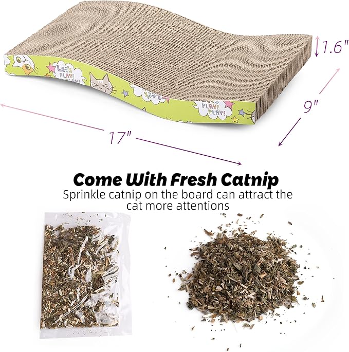 PrimePets Cat Scratchers Cardboard, Curved Shape Cat Scratch Pad, Cat Scratching, Corrugated Board Reversible with Catnip for Indoor Cats