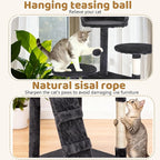 BestOffice 81 Inch Cat Tree, Multi-Level Cat Tower with Condo, Perches, Sisal Scratching Posts, Climbing Ladder,Indoor Activity Center Play House for Kittens & Adult Cats, Dark Gray