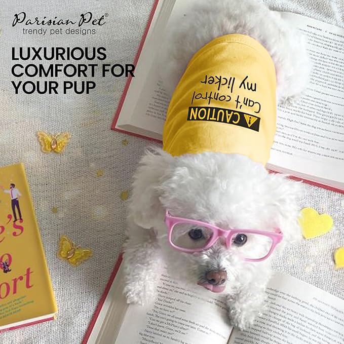 Parisian Pet Dog Shirt – 100% Cotton Shirts for Small Dogs – Yellow Sleeveless Puppy Clothes – Lightweight Pet Apparel – Breathable Soft Dog Clothes - Stretchy Funny T Shirts for Dogs