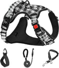 NESTROAD No Pull Dog Harness with Leash, Reflective No Choke Pet Vest Harness,Adjustable Soft Padded Dog Harness with Easy Control Handle for Medium Dogs(Checkered Black,Medium)
