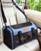 Pet Carrier Airline Approved 17x11x9.5 in - Underseat, Top & Side Entry Soft Dog Cat Travel Carrier with Safety Zippers ＆ Anti-Scratch Mesh for Small Cat and Dog for Pets Up to 10 Lb - Blue