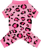 Paiaite Dog Pajamas Onesie: Comfortable Four-Legged Apparel for Small, Medium, & Large Dogs, Polyester Material for Comfort, Wrinkle Resistance, Moisture Wicking, and Stretchiness Pink Leopard XXL
