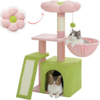 PETEPELA Flower Cat Tree for Indoor Cats, 31.5'' Small Cat Tower Cat Condo with Sisal Scratching Ramp+Mushroom Cat Scratching Post, Cat Scratcher Cute with 100% Sisal Covered Scratching Post