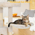 BLKMTY 36" Cat Tree Tall Cat Tower for Indoor Cats Condo Climber with Scratching Post, Climbing Stand, Plush Top Perch and Mouse Toy Cats Playhouse Kitty Activity Trees with Hammock, Beige