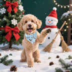 Lionet Paws Christmas Dog Bandana,Fabric Snowman Blue Dogs Kerchief for Medium Large Dogs,Dog Cotton Triangle Bibs Scarf for Girl Boy
