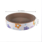 CSR1001A-SET2 Daisy 18.13" Modern Cardboard Bowl Cat Scratcher with Catnip, White/Multi (Set of 2)