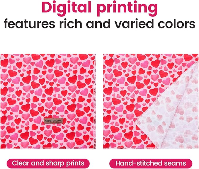 Elegant little tail Valentine's Dog Bandana - Red Heart Pet Bandanas Washable Bib Kerchief Scarf Cute Adjustable Pet Bandanas for Small Medium Dogs