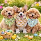 Abbylike 50 Pcs Easter Dog Bandanas Bulk Bunny Egg Carrot Bandanas for Dogs Triangle Kerchief Bibs Scarf Set for Pet Easter Costume Photo Props Accessories Pet Shops, 25 Styles (19.7 x 13.8 x 13.8)