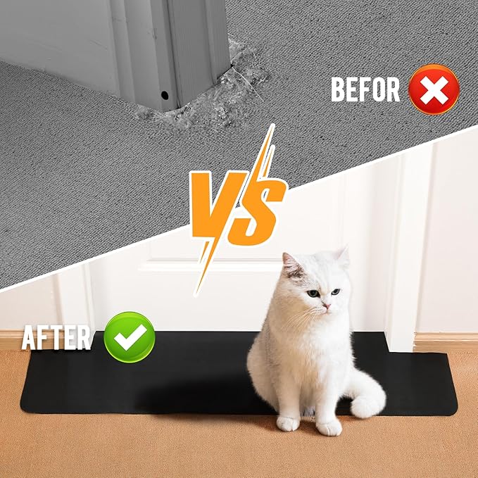 Uross Carpet Protector for Pets -3.6FT 2PCS Black Round Corner Plastic Carpet Protector, Under Door Cat Carpet Protector for Doorway, Anti Cat Scratch Carpet Mat, Stop Cats from Scratching Carpet