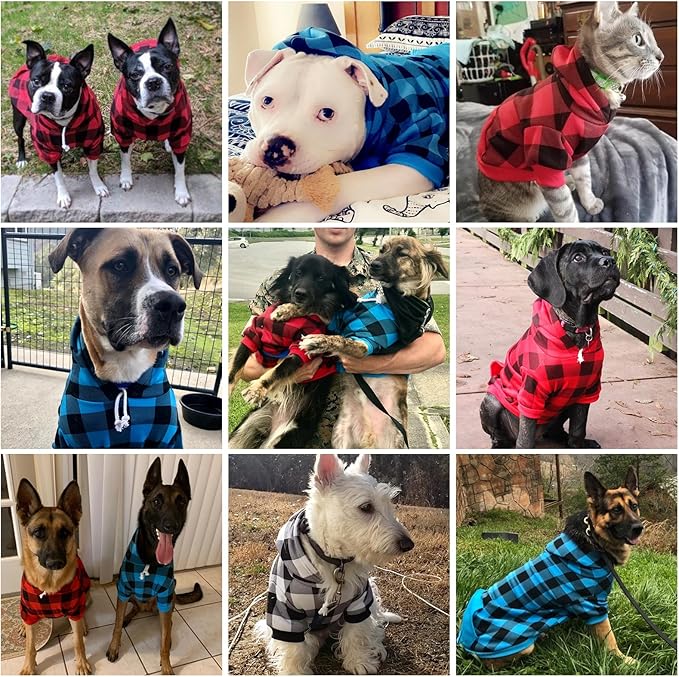 KOOLTAIL Plaid Dog Hoodie Pet Clothes Sweater with Hat and Pocket for Small Medium Large Size Dogs, Soft Winter Warm Dog Cold Weather Coat, Fleece Fall Dog Hooded Sweatshirt for Puppy Cats, Pink S