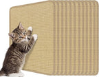 PETSITE Cat Scratcher Mat, Natural Sisal Scratching Mats, Horizontal Cat Floor Scratching Pad Rug with Adhesive Hook Loop Tapes (12, 15.75 x 11.81 in)