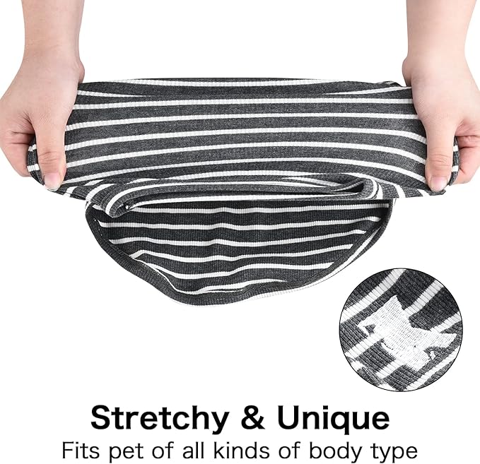 Koneseve Dog Shirt Vest Lightweight Stretchy Dog T-Shirts Soft Cool Shirts Sleeveless Stripe Vests Breathable Clothes for Puppy Kitty Cats Small Medium Large Dogs 2 Pack Black + Grey [ M/Medium ]