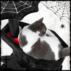 KAMABOKO Gothic Cat Tree with Coffin Bed, 30.3” Black Cat Tower for Indoor Cats with Scratching Posts for Halloween Cat, Black and Red