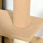 Floor-to-Ceiling Cat Tree, 17x10.8x102.3 Inches, All Breed Sizes, Climbing and Jumping, Particle Board, Floor Mount, Light Brown