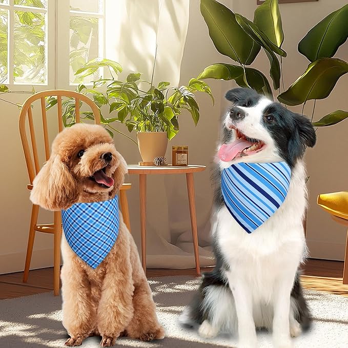 3PCS Dog Bandanas Small, Summer Scarf, Durable Triangle Reversible Orange Blue Green Bibs Handkerchief for Puppy Pet