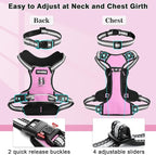 WINSEE Dog Harness No Pull, Pet Harnesses with Dog Collar, Adjustable Reflective Oxford Outdoor Vest, Front/Back Leash Clips for Small, Medium, Large, Extra Large Dogs, Easy Control Handle for Walking
