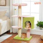 Flower 50-Inch Heavy-Duty Cat Tree for Large Cats - Sturdy Cat Tower with Extra-Thick Scratching Posts (φ4.3), Spacious Condo, 2-Layer Baseboard for Maine Coon & Big Cats up to 16 lbs, Pink