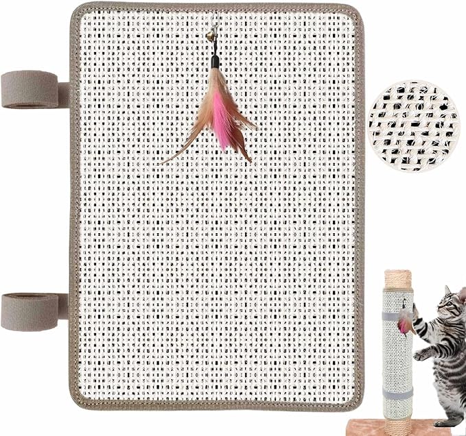Cat Nail File Scratcher- Natural Sisal Scratching Pad with 80-Grit Aluminum Oxide, Wrap-Around Design for Trimming Cat Nails, Repairing Cat Trees& Posts