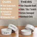 Ceramic Dog Bowl Set of 2 with Anti-Skid Base - 6.5" Wide x 2.5" Tall Ceramic Dog Bowls Medium Sized Dogs - 3.8 Cup Capacity Food and Water Bowls for Dogs - Rubber Bottom Pet Bowl Set of 2 Medium Size