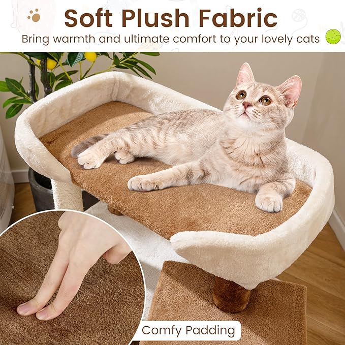 PETSITE 28-inch Small Cat Tree, Multi-Level Modern Cat Tree Tower with Sisal Scratching Posts, Multiple Jumping Platforms, and Soft Spacious Top Perch, Ideal for Elder Cats