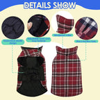 MIGOHI Dog Jackets for Winter, Windproof Waterproof Reversible Dog Coat for Cold Weather, British Style Plaid Warm Dogs Vest for Small Dogs, Red M