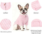 Small/Medium Dog Sweater, Warm Dog Winter Coat w/Sleeves, Comfortable High Neck Premium Dog Clothes for Bulldog-Best for Holidays, Daily Walks L Pink