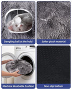 Cat Tunnel Bed with 20 Pcs Interactive Toys, 3-in-1 DIY Collapsible Plush Cat Tube with Washable Mat, Large Indoor Play Tunnel Cave for Kittens and Small Animals