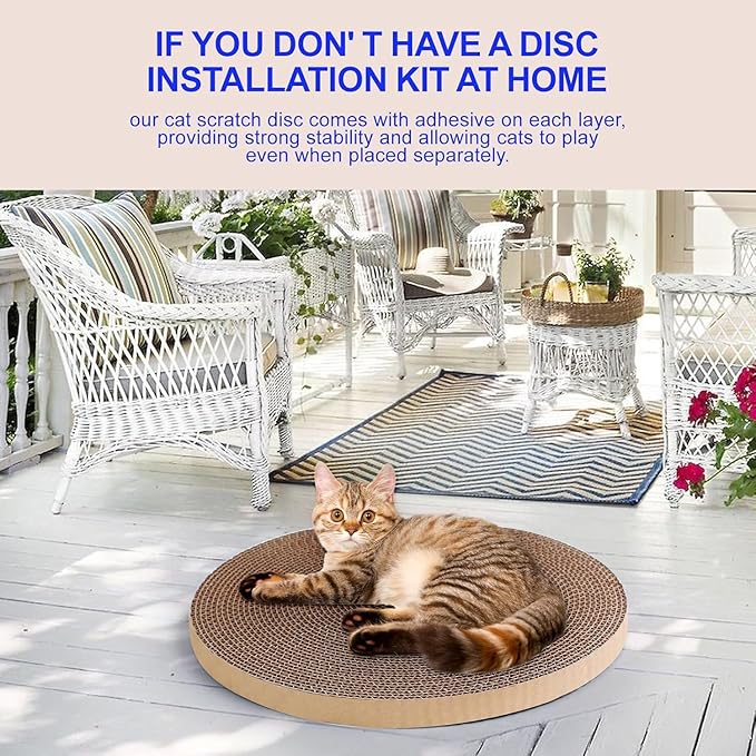 Round Cat Scratcher Refill 10 inch Diameter 7/8 Inch Thickness Circle Scratcher Replacement Scratcher Pads for Indoor Cats Scratching Cardboard (2 Pc)