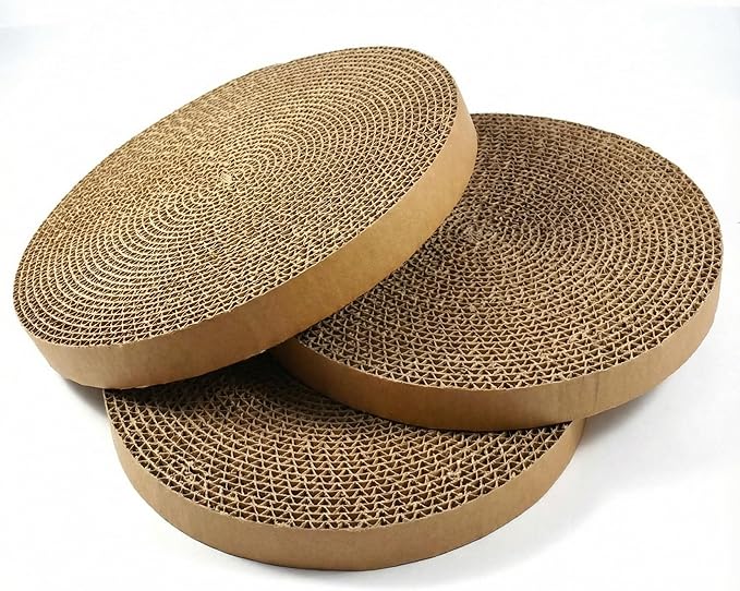 Cat Scratching Pad Cardboard Round Cat Scratcher Refill Replacement Scratch Pads for Cats– 3 Count