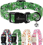 ARING PET Soccer Dog Collar, Cute Green Doggy Collars with Quick Release Buckle for Puppy Small Medium Large Boy Girl Dogs-XL