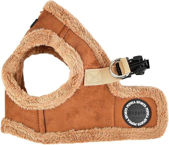 Puppia Terry Vest Dog Harness Step-in Winter Suede Warm No Choke No Pull Training Walking for Small and Medium Dog, Brown, Medium