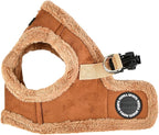 Puppia Terry Vest Dog Harness Step-in Winter Suede Warm No Choke No Pull Training Walking for Small and Medium Dog, Brown, Medium