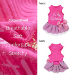 Fitwarm It's My Birthday Dog Dress - Pink Bowknot Dog Clothes for Small Female Puppy, XXS