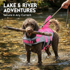 ASENKU Dog Life Jacket - Pet Safety Vest for Swimming & Boating, Shark Life Jacket with Floatation, Dog Lifesavers Swimsuits for Small Medium Large Dogs (Pink, L)