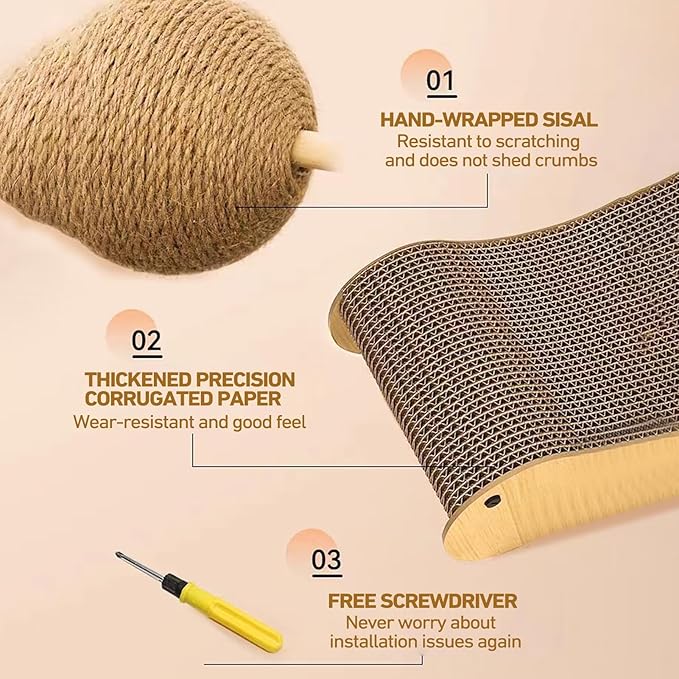 Cat Scratching Board,Cardboard Rotating Sisal Ball | Indoor Cat Scratcher Board,for Climbing Home Indoor Outdoor Bedroom Living Room Corner Floor Rest