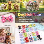 Puppy Hair Bows Small Dog Mini Rubber Bands Doggie Bowknot Pet Grooming Accessories 60pcs (30 Pairs) - Puppy Bows for Small Dogs Girl