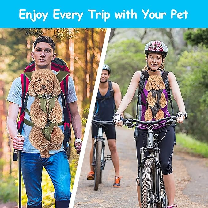 PetBonus Pet Front Dog Carrier Backpacks, Adjustable Pet Backpack, Legs Out Easy-fit Puppy Chest Carrier for Medium Small Dogs, Hands Free for Hiking, Cycling (Purple, M)