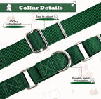 Martingale Collar for Dogs with Quick Release Buckle, Heavy-Duty Solid Color Nylon Training Collars - Adjustable No-Slip Design for Medium & Large Dog