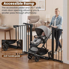 29.7-46" Extra Wide Baby Gate for Stairs, Pressure Mounted Dog Gate Indoor for Doorways, Auto Close Pet Gate with Walk Thru Door, Double Lock Child Safety Gate for Kids and Pet, No-Trip Design