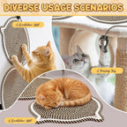 25.6 Inch Large Scratching Mat for Indoor Cats Natural Cotton Rope Flat Scratcher with Ear Hooks and Ball Toy Cat Scratch Rug Pad for Wall, Couch, Carpets, Sofas (Dark Brown)