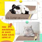 Qunclay 4 Pcs Cardboard Cat Scratcher, Reversible Cat Scratch Pad with Catnip, Textures Design S Shape Corrugated Boards for Furniture Protection