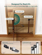 Mom's Choice Award Winner-Babelio 26-40" Metal Baby Gate with Black Wood Pattern, PressGuard C5 Easy Install Pressure Mounted Dog Gate for Stairs and Doorways, with Wall Protectors and Extension Kits