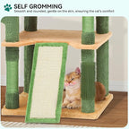 YITAHOME 76in Tall Cactus Cat Tree Tower with Self-Grooming Brush, Cute Cat Climbing Tower for Indoor Cats with Cat Condo, Plush Platform, Hammock, Sisal Scratching Posts, Dangling Ball
